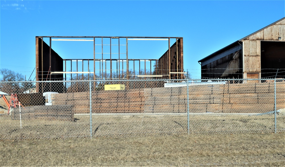 New salt/sand storage building under construction at Fort McCoy