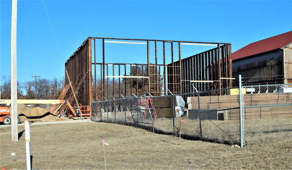 New salt/sand storage building under construction at Fort McCoy