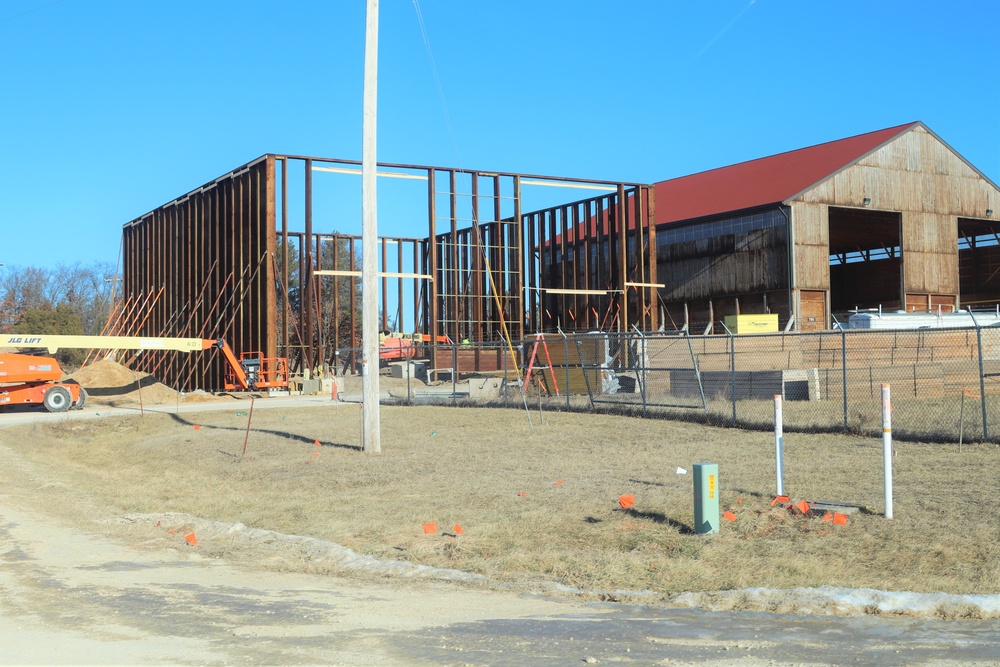 New salt/sand storage building under construction at Fort McCoy