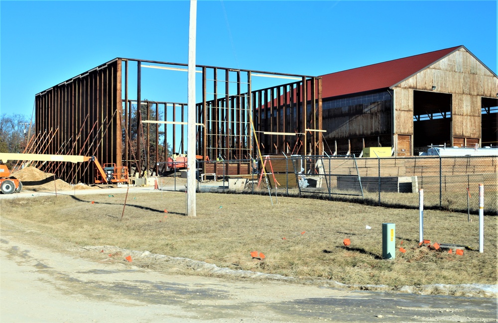 New salt/sand storage building under construction at Fort McCoy