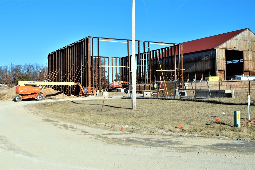 New salt/sand storage building under construction at Fort McCoy