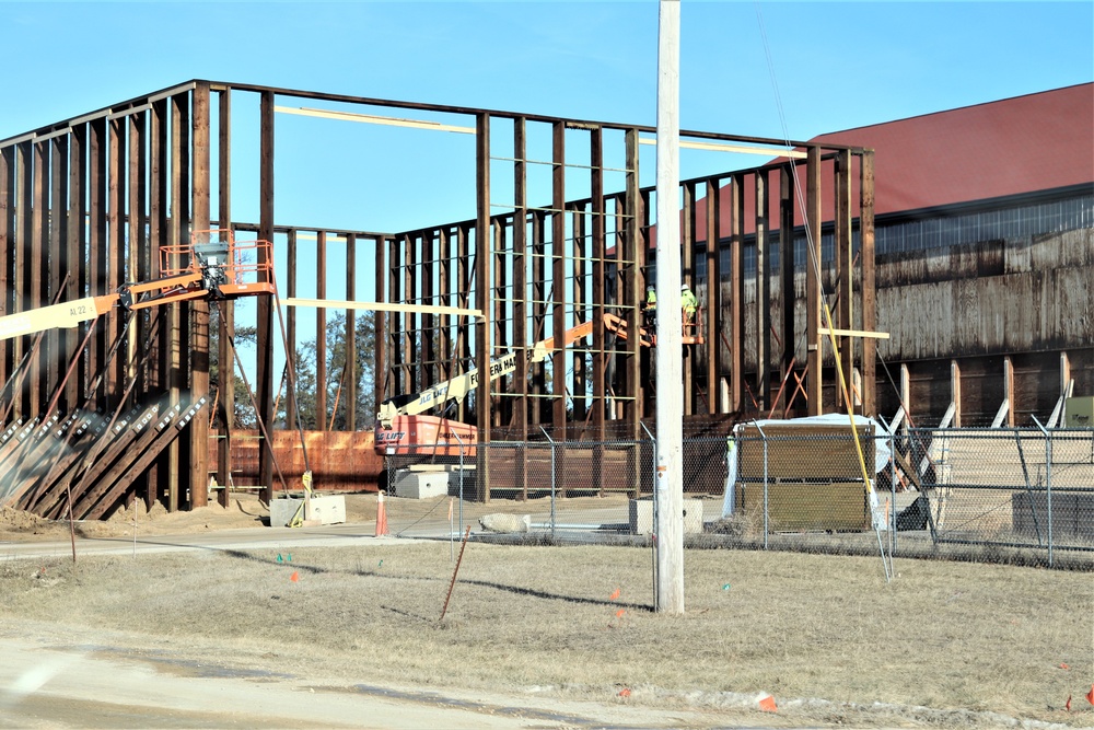 New salt/sand storage building under construction at Fort McCoy