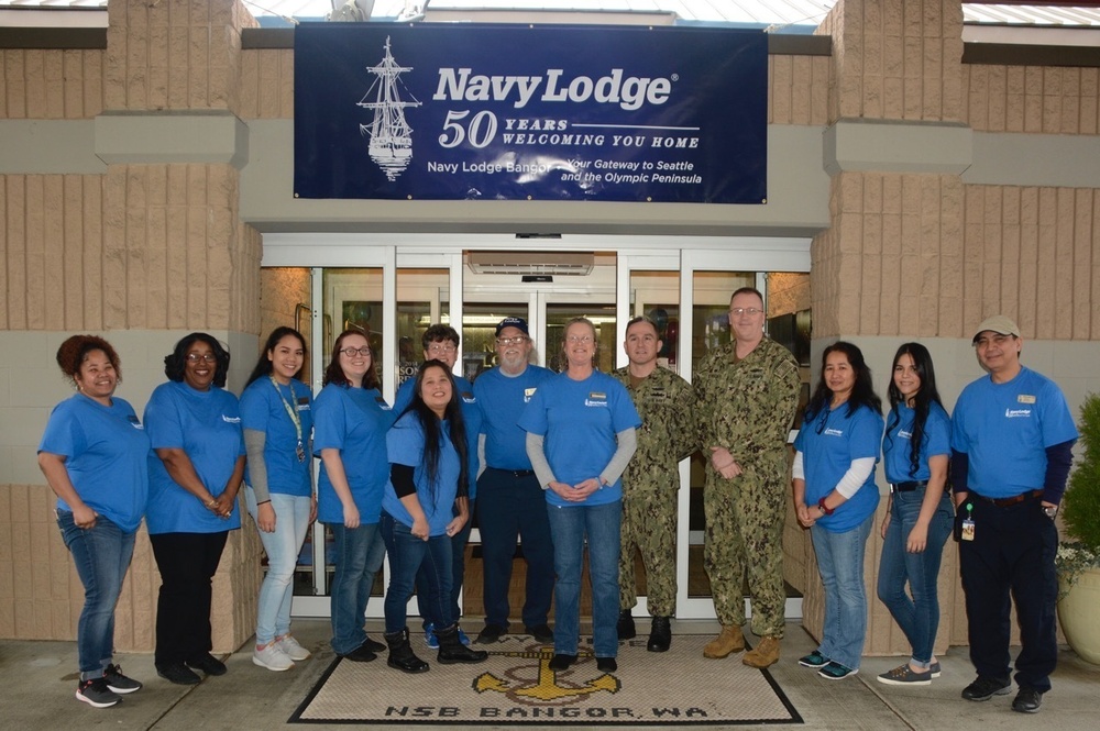 Navy Lodge 50th Anniversary cake cutting