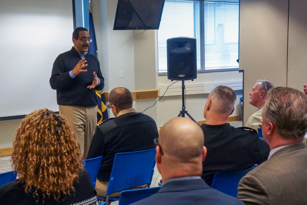 Dr. Ed Jackson, executive architect for the Dr. Martin Luther King Jr., National Memorial Project Foundation in Washington D.C. speaks to Sailors and civilians at Chief ofNaval Personnel special observance in honor of Dr. King, Jan. 17.