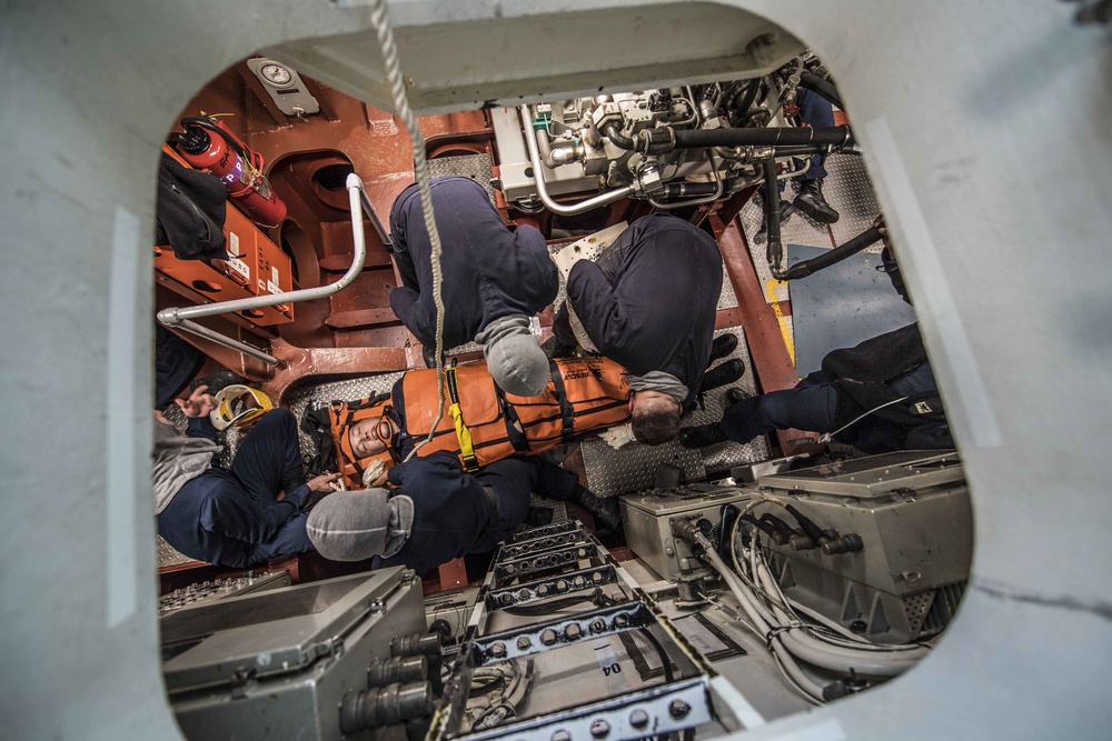 General quarters drill aboard the Arleigh  Burke-class guided-missile destroyer USS Porter (DDG 78).