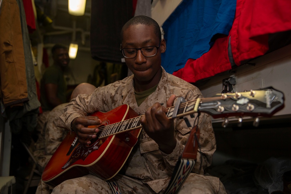 Jamming out on the USS Kearsarge
