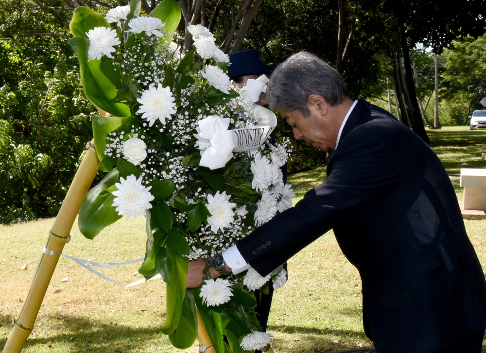 Japan Minister of Defense visits Friendship Memorial at Pearl Harbor