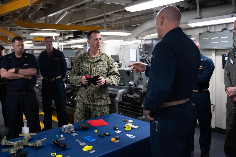 Chief of Naval Operations (CNO) and Master Chief Petty Officer of the Navy (MCPON) visit the aircraft carrier USS John C. Stennis (CVN 74)