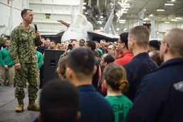 Chief of Naval Operations (CNO) and Master Chief Petty Officer of the Navy (MCPON) visit the aircraft carrier USS John C. Stennis (CVN 74)