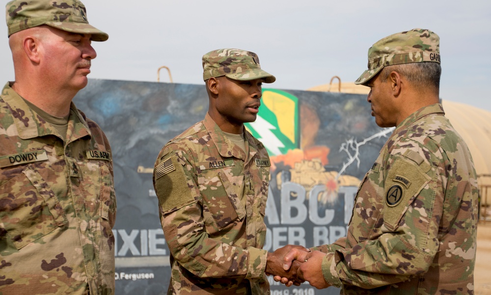 USARCENT Commander visits with Soldiers  at Camp Buehring