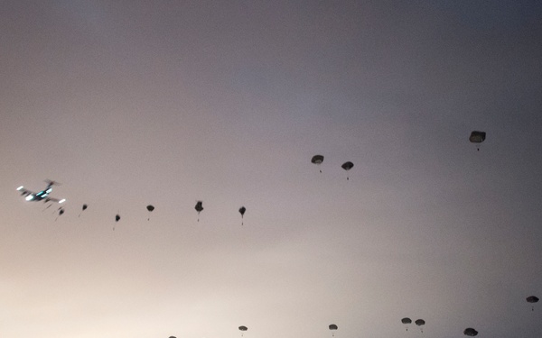Spartan paratroopers conduct night airborne forced entry exercise at JBER
