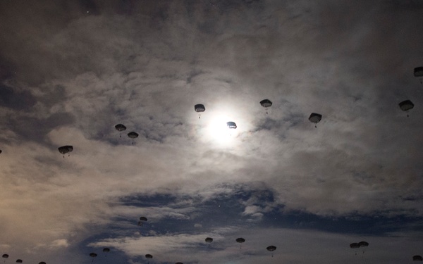 Spartan paratroopers conduct night airborne forced entry exercise at JBER