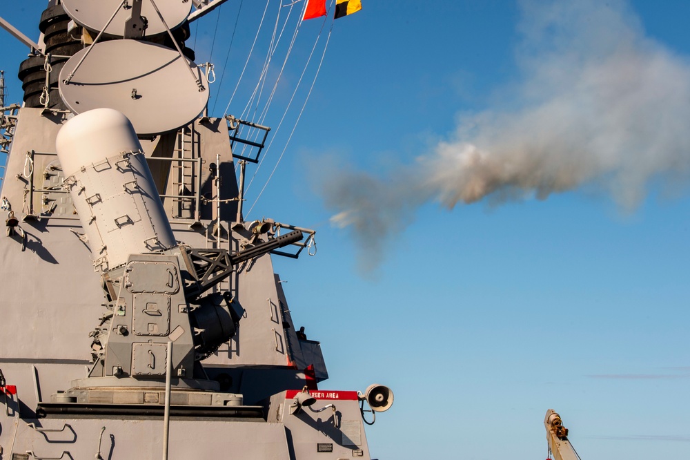 USS Preble Conducts CIWS Calibration Test