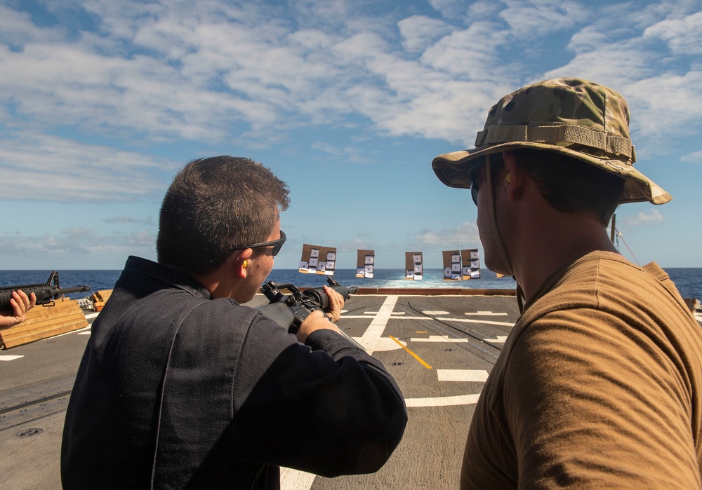 USS Preble Conducts Small Arms Qualifications Course