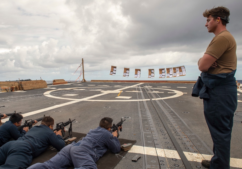 USS Preble Conducts Small Arms Qualifications Course