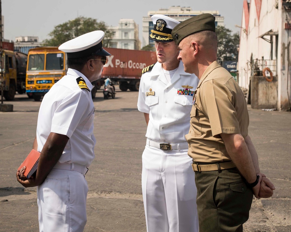 USS Rushmore pulls into Chennai