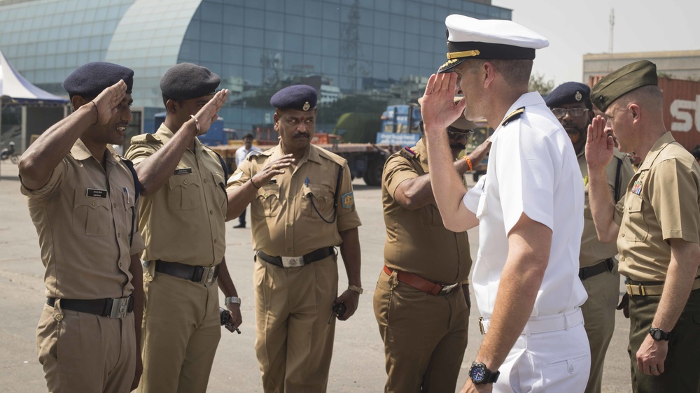 USS Rushmore pulls into Chennai