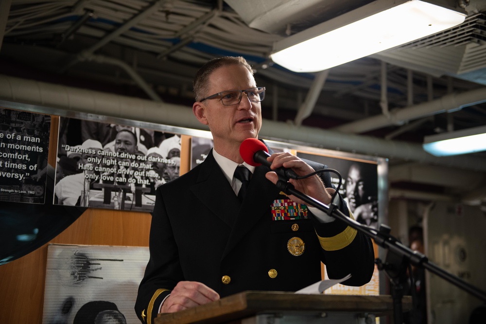 The aircraft carrier USS John C. Stennis (CVN 74) celebrates Martin Luther King Jr. Day