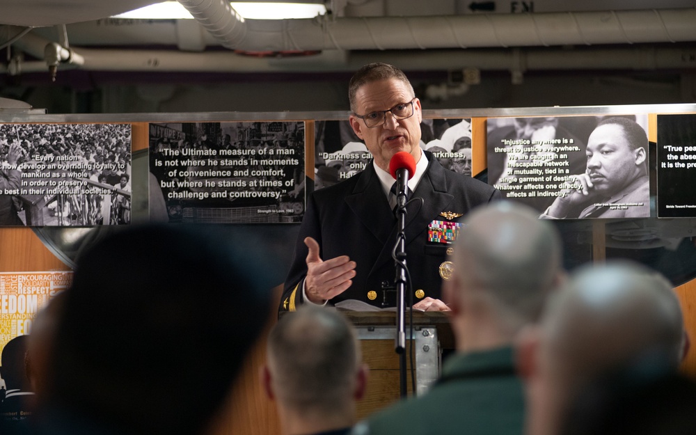 The aircraft carrier USS John C. Stennis (CVN 74) celebrates Martin Luther King Jr. Day