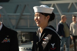A portrait of a re-enlistment aboard a Battleship