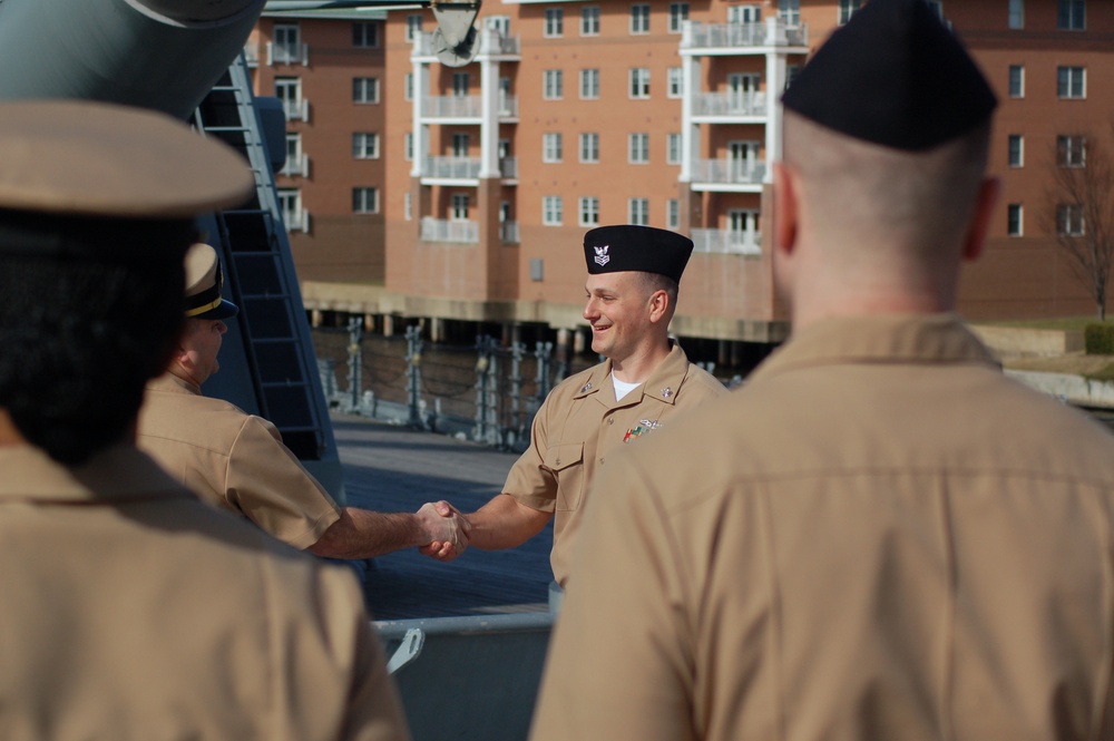 Re-enlistment aboard a Battleship