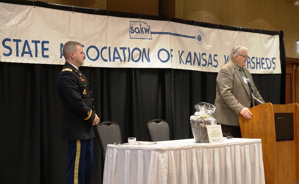 Col. Doug Guttormsen speaks at State Association of Kansas Watersheds Annual Meeting