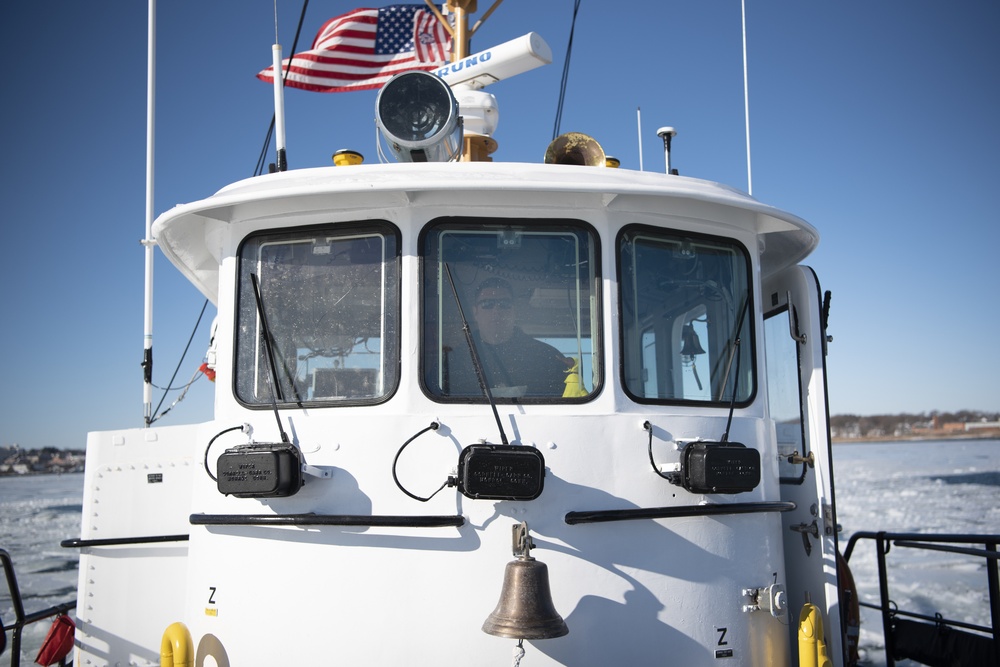 Boston based cutter breaks ice on Weymouth Fore River