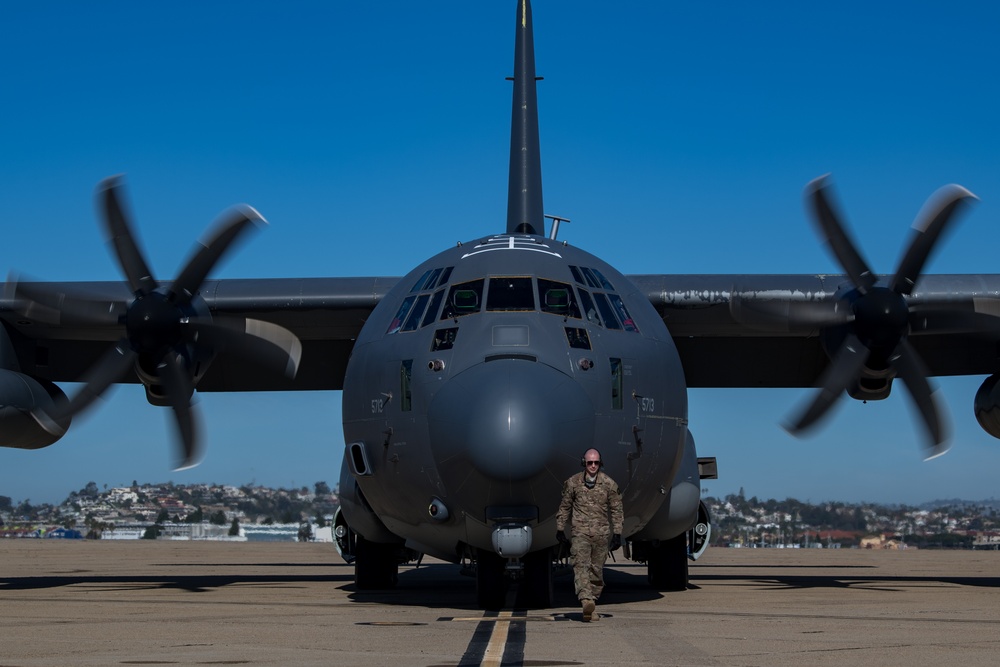 Air Force MC-130J launches from Naval Air Station North Island