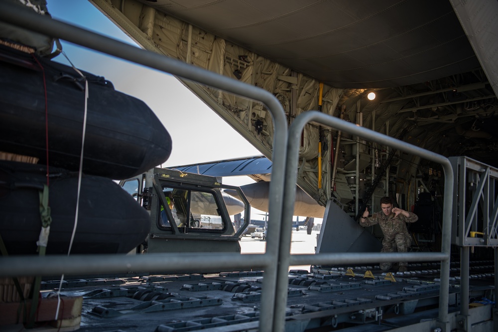 Air Force MC-130J Commando II launches from Naval Air Station North Island