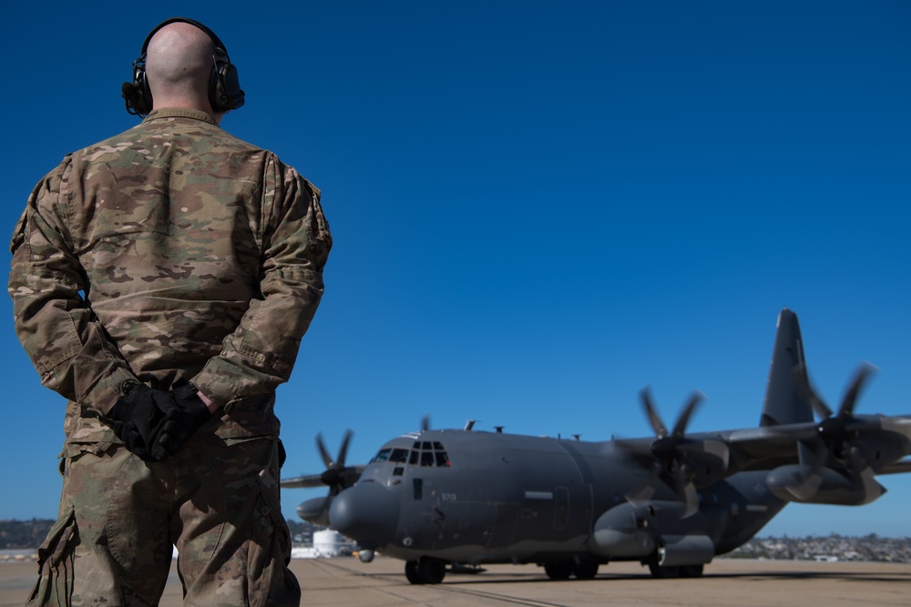 Air Force MC-130J launches from Naval Air Station North Island