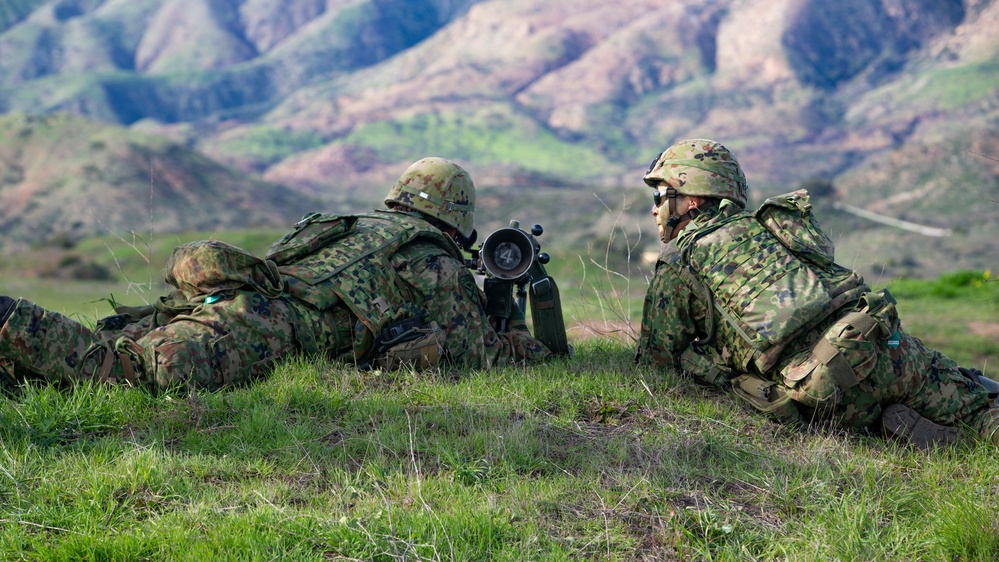 U.S. Marines and Japan Ground Self-Defense Force Soldiers participate in a combined arms live fire exercise during Iron Fist.