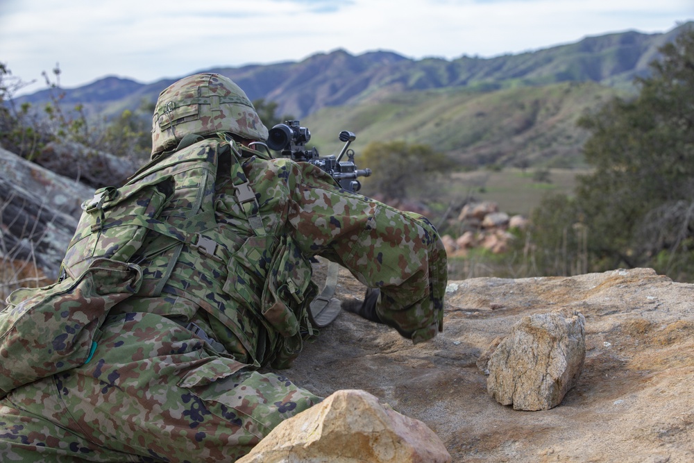 U.S. Marines and Japan Ground Self-Defense Force Soldiers participate in a combined arms live fire exercise during Iron Fist.