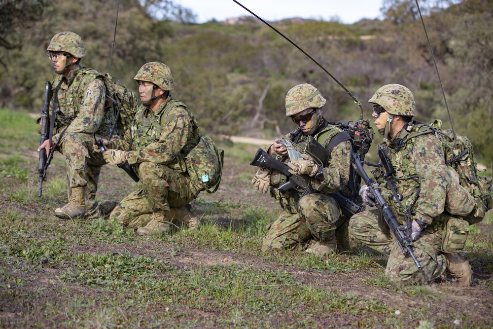 U.S. Marines and Japan Ground Self-Defense Force Soldiers participate in a combined arms live fire exercise during Iron Fist.