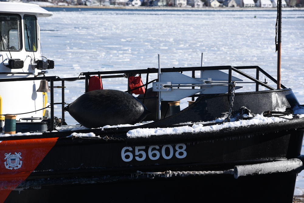 Coast Guard Cutter Pendant breaks ice on Weymouth Fore River