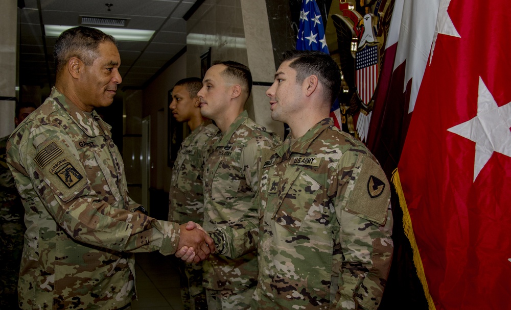USARCENT Commander visits with Soldiers in Qatar