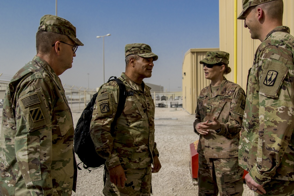 USARCENT Commander visits with Soldiers in Qatar