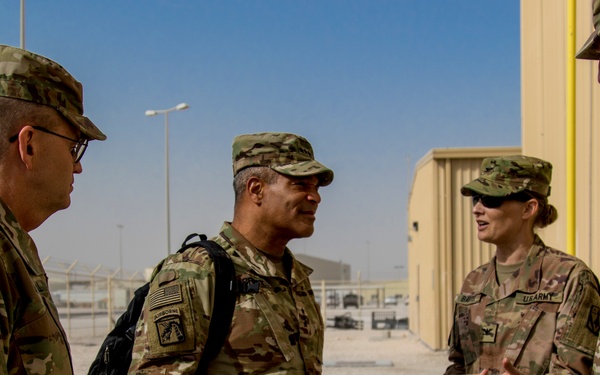 USARCENT Commander visits with Soldiers in Qatar