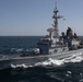 The aircraft carrier USS John C. Stennis (CVN 74) and France’s Marine Nationale air defense destroyer FS Cassard (D 614) conduct a fueling-at-sea