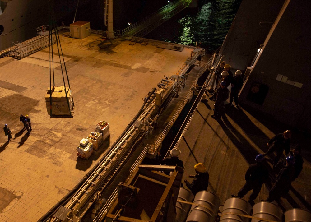 USS Arlington Stores On-Load in Augusta, Italy