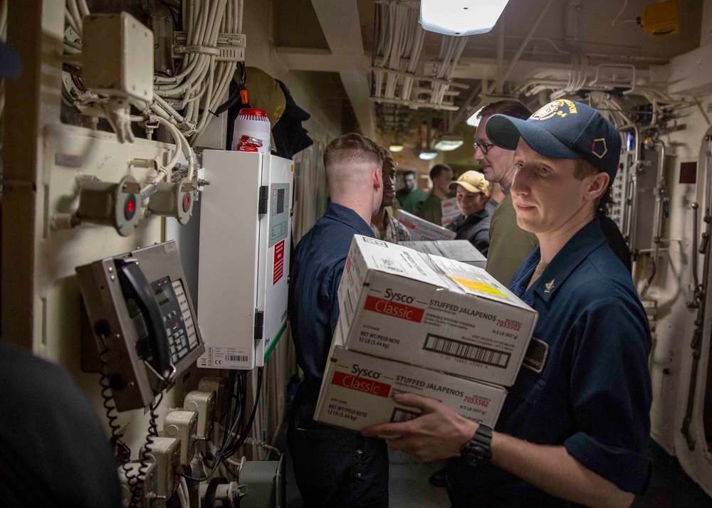 USS Arlington Stores On-Load in Augusta, Italy