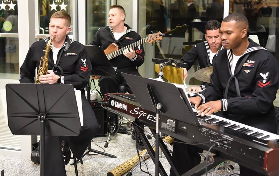 U.S. Fleet Forces Band Protocol Combo performs for the reception celebrating Australia Day and General MacArthur's Birthday.