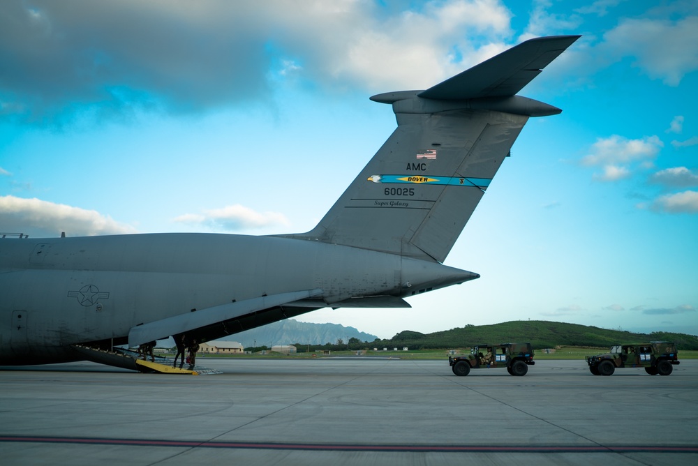 Airmen and Soldiers Load C-5M Super Galaxy