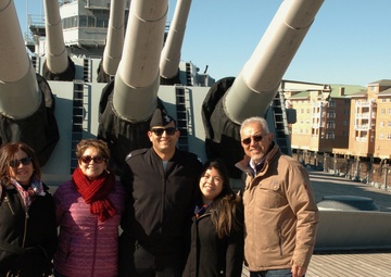 Two portraits of a re-enlistment aboard the USS Wisconsin (BB 64)