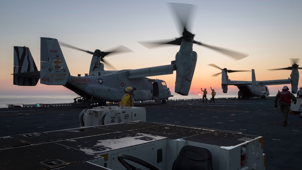 USS Wasp conducts night flight operations