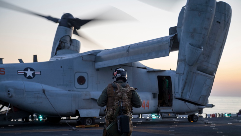 USS Wasp conducts night flight operations