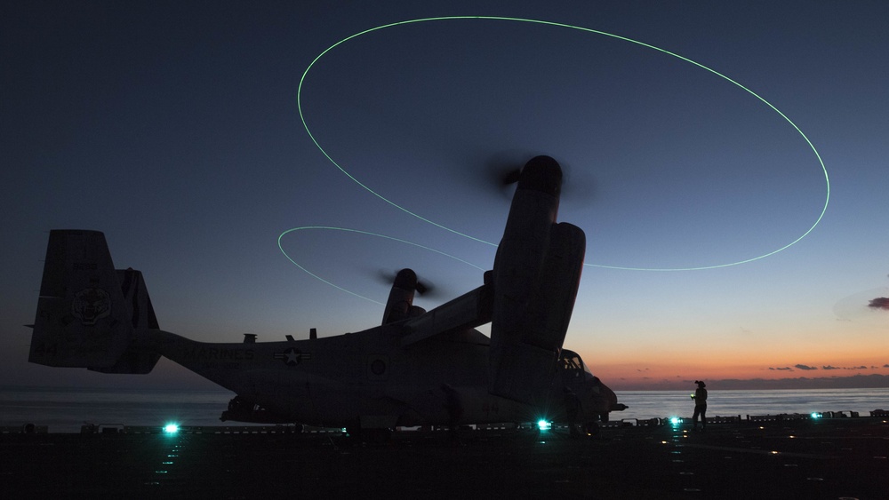 USS Wasp conducts night flight operations