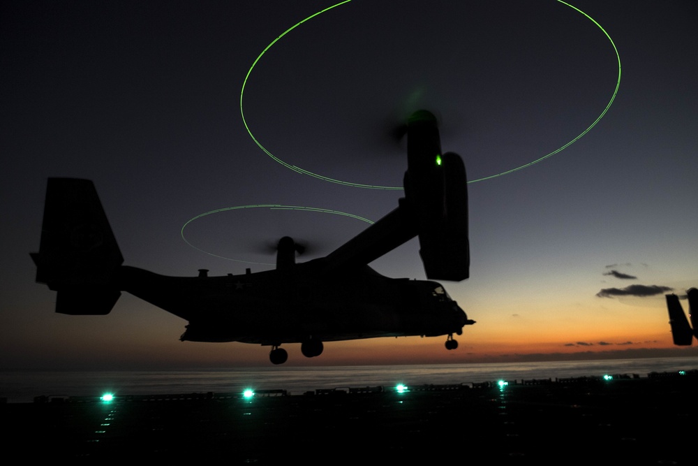 USS Wasp conducts night flight operations