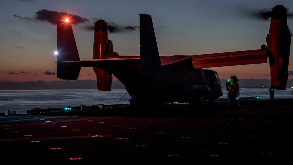 USS Wasp conducts night flight operations