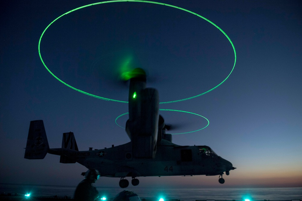 USS Wasp conducts night flight operations