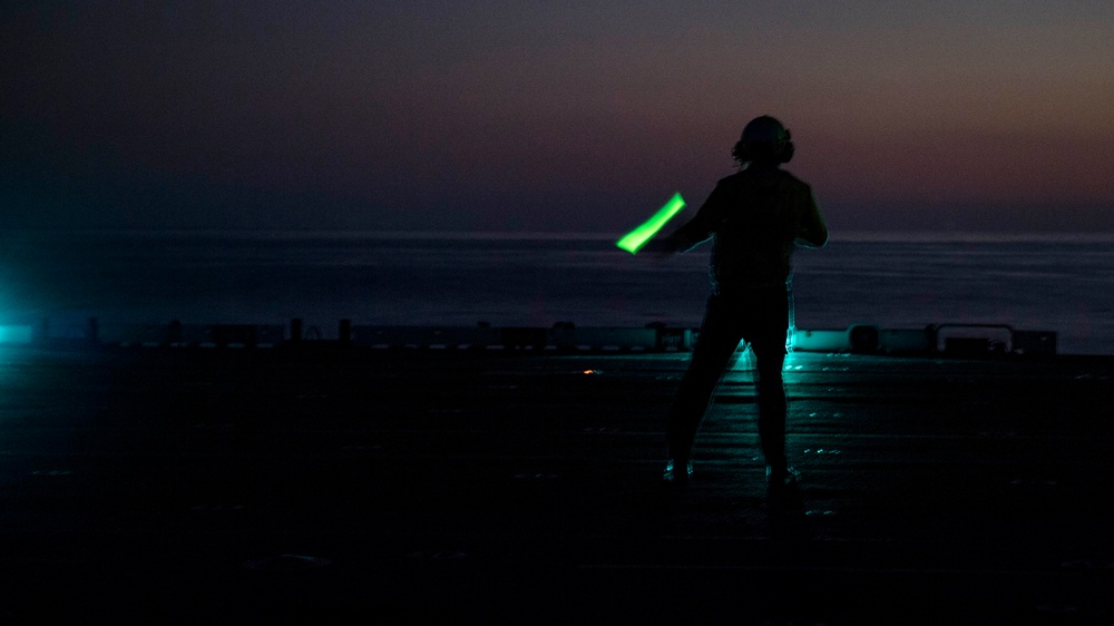USS Wasp conducts night flight operations